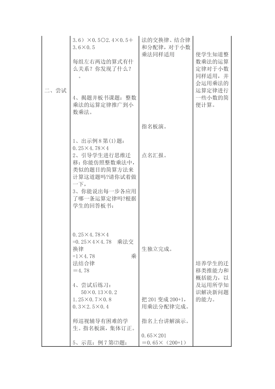 整数乘法运算定律推广到小数乘法教学设计_第2页