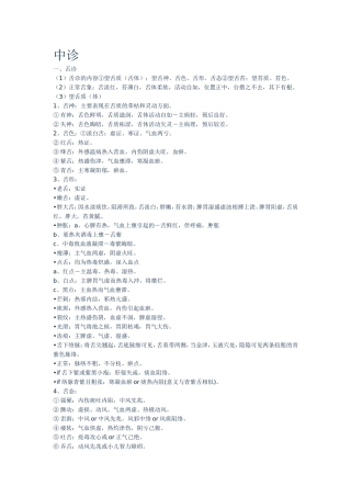 中医诊断学速记