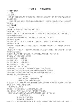 一轮复习诗歌鉴赏综述(修改版）