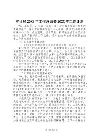审计局20XX年工作总结暨20XX年工作计划