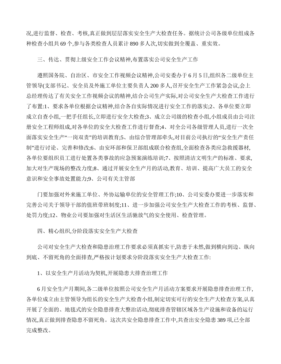 公司安全生产大检查工作总结材料(精)_第2页