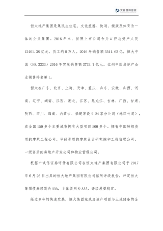 恒大地产集团经营及财务分析
