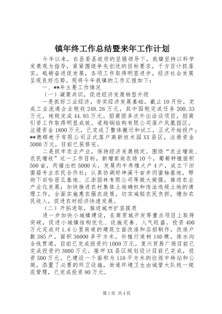 镇年终工作总结暨来年工作计划 