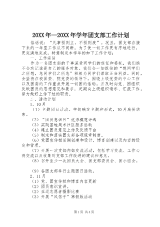 20XX年—20XX年学年团支部工作计划