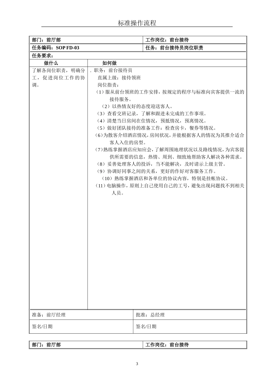 星级酒店标准操作流程SOP-前厅部(前台接待)_第3页
