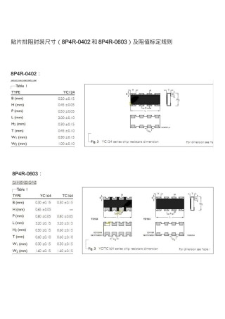 贴片排阻封装尺寸