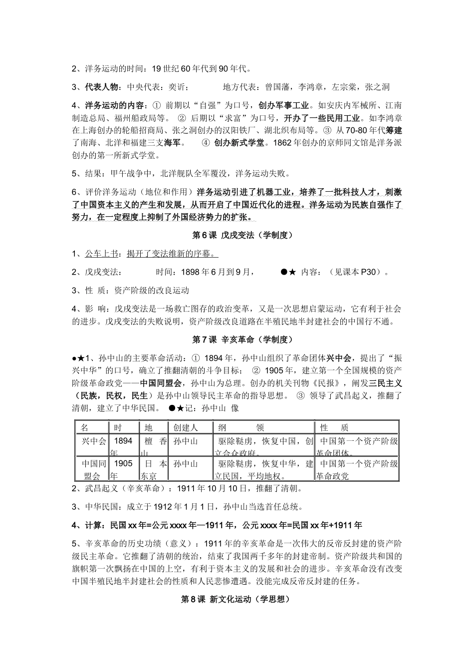 八年级中国历史（上）复习提纲_第3页