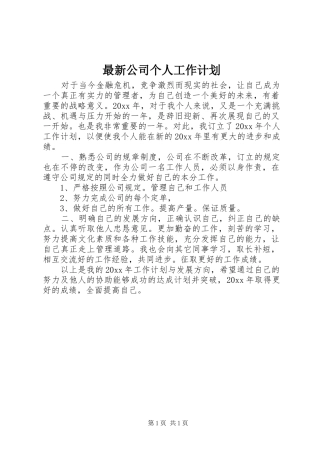最新公司个人工作计划 
