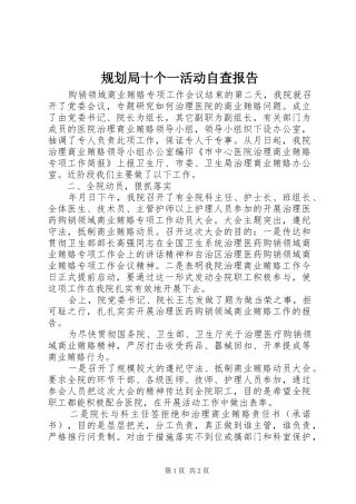 规划局十个一活动自查报告 