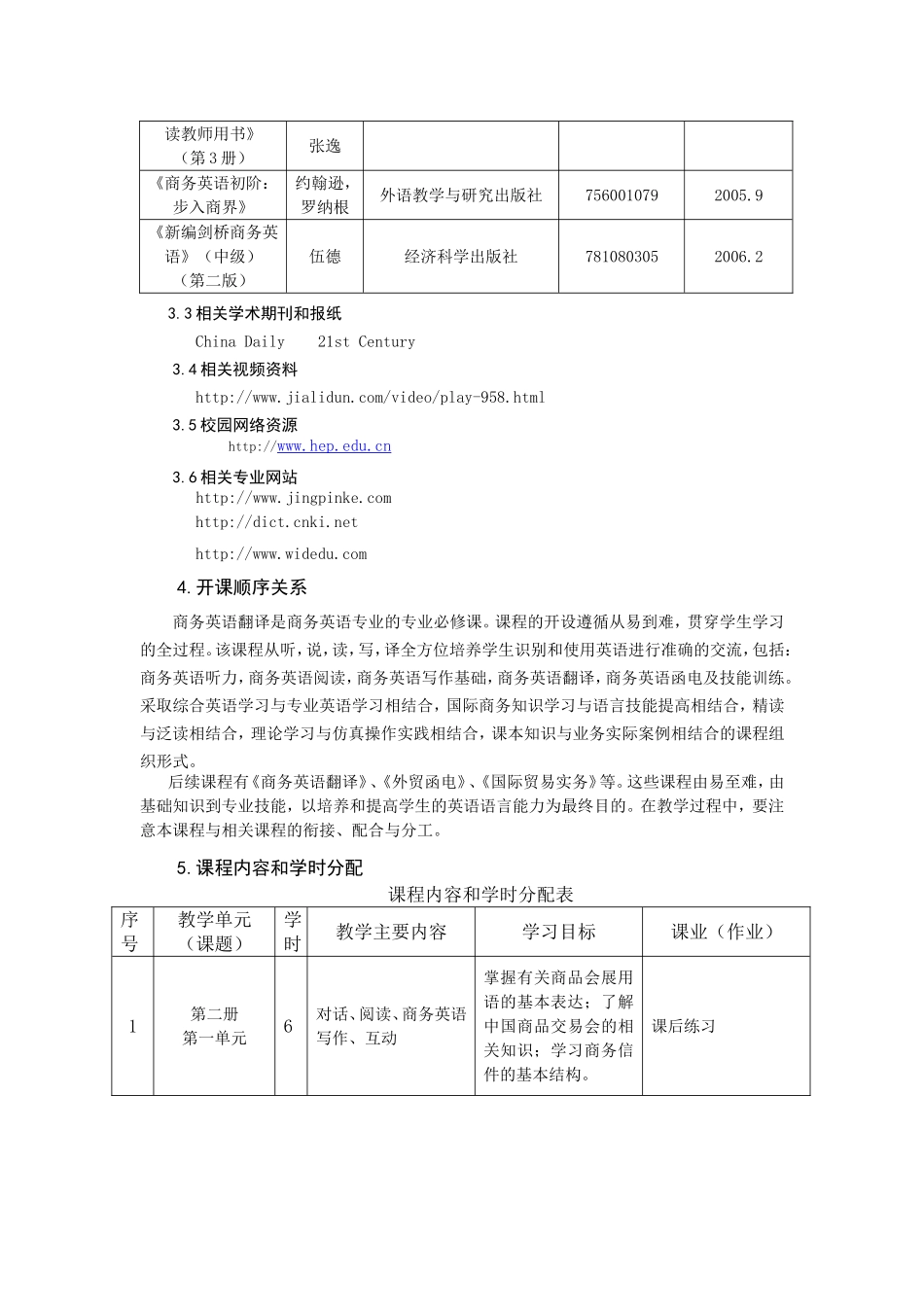 商务英语精读课程标准_第2页