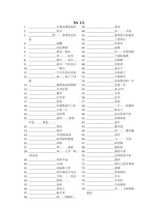 牛津英语译林版9A Units1 -4词组默写(无答案)