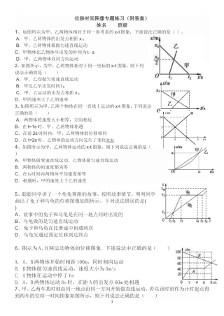 位移时间图像专题练习(附答案)