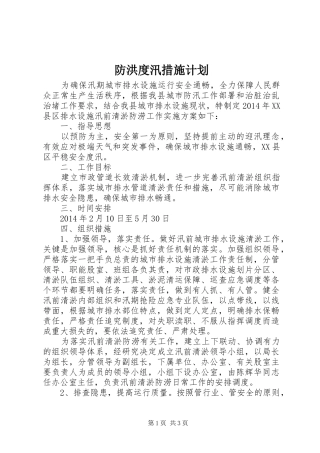 防洪度汛措施计划 