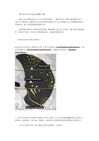 肺内多发小结节病变的HRCT诊断