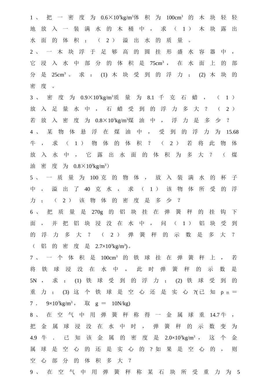浮力练习题集_第1页