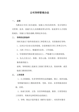 公司导师管理办法