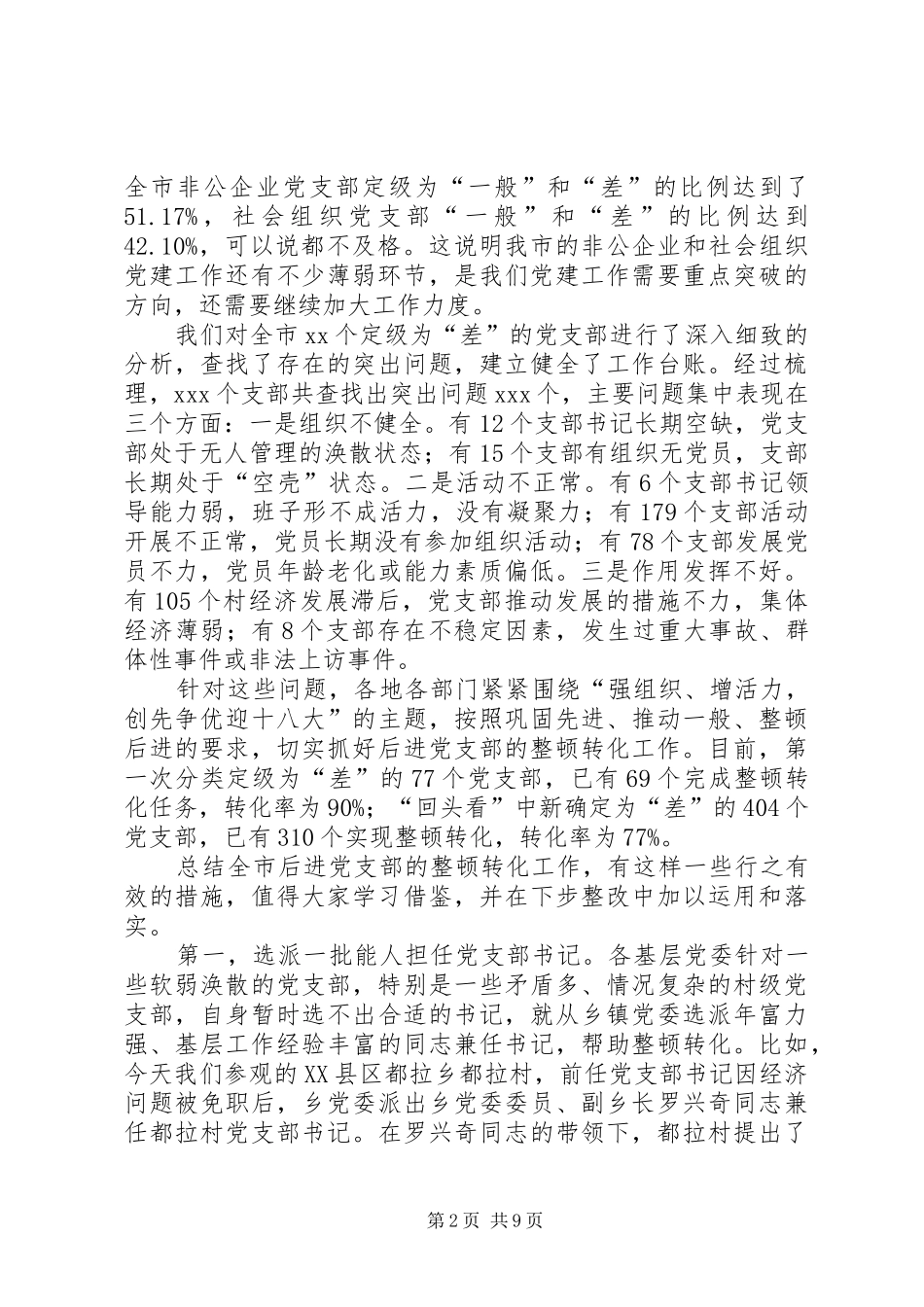 后进党支部整顿转化任务演讲稿_第2页