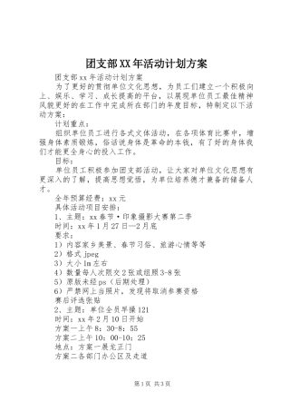 团支部XX年活动计划方案 