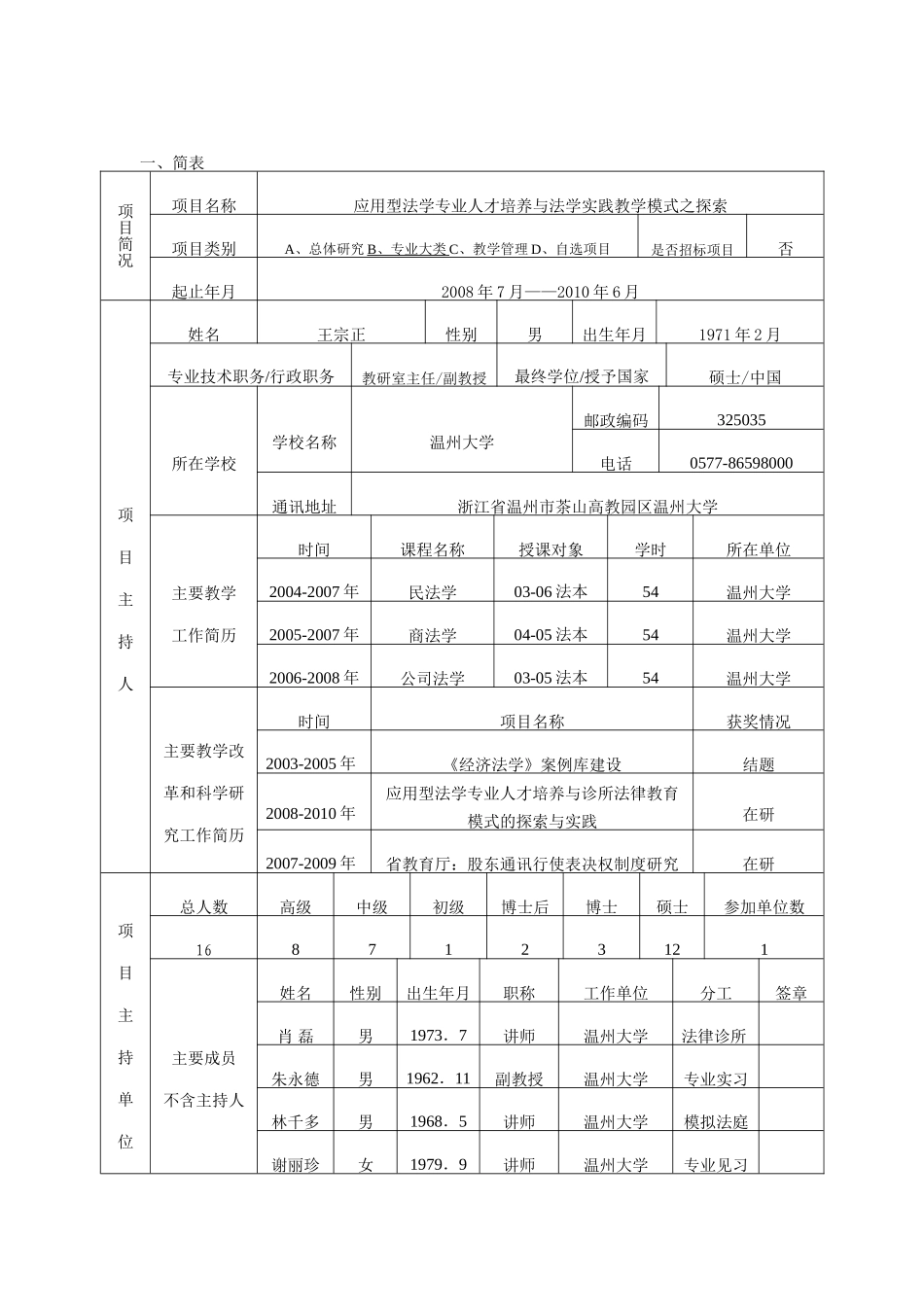 浙江省新世纪教育教学改革课题  6、应用型法学专业人才培养与法学实践教学模式之探索_第2页