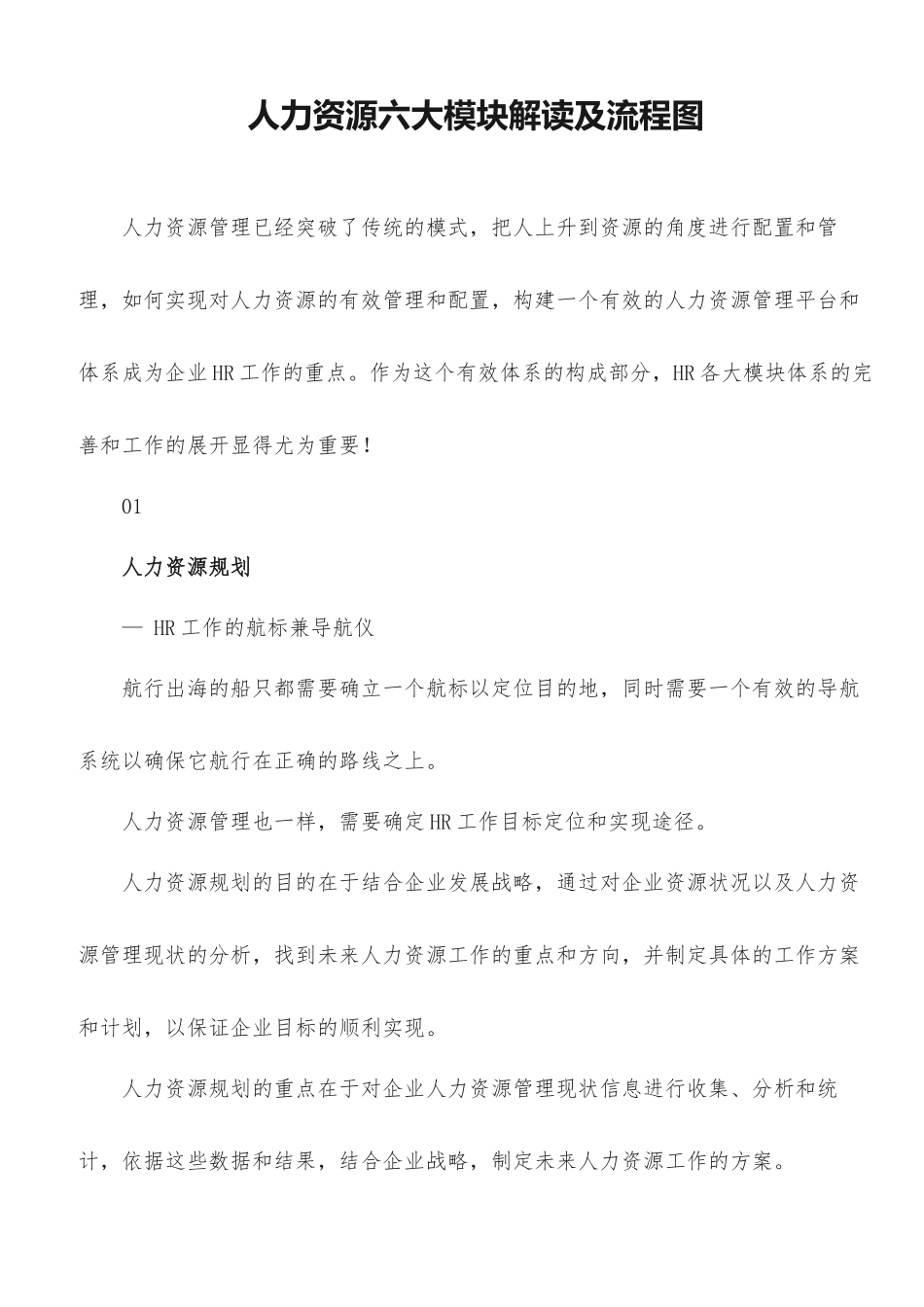人力资源六大模块解读及流程图_第1页