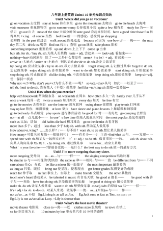 人教版八年级上册英语Units1-10重点短语句型汇总