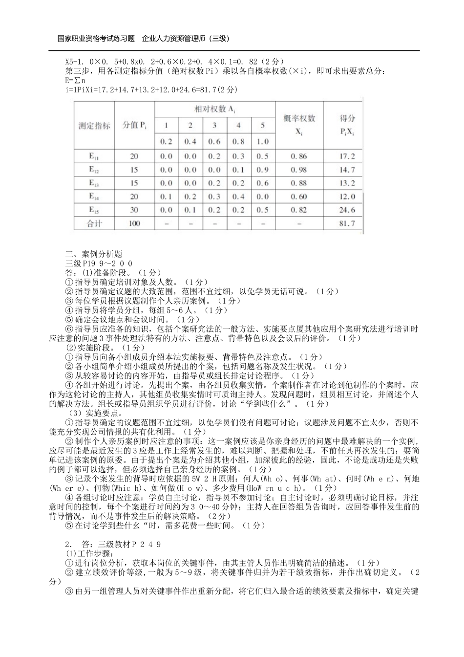 国家人力三级操作技能历年真题答案_第2页