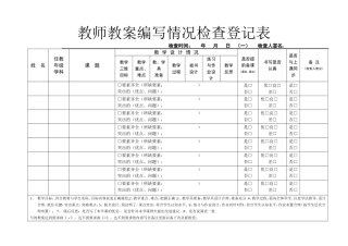 教师教案编写情况检查登记表