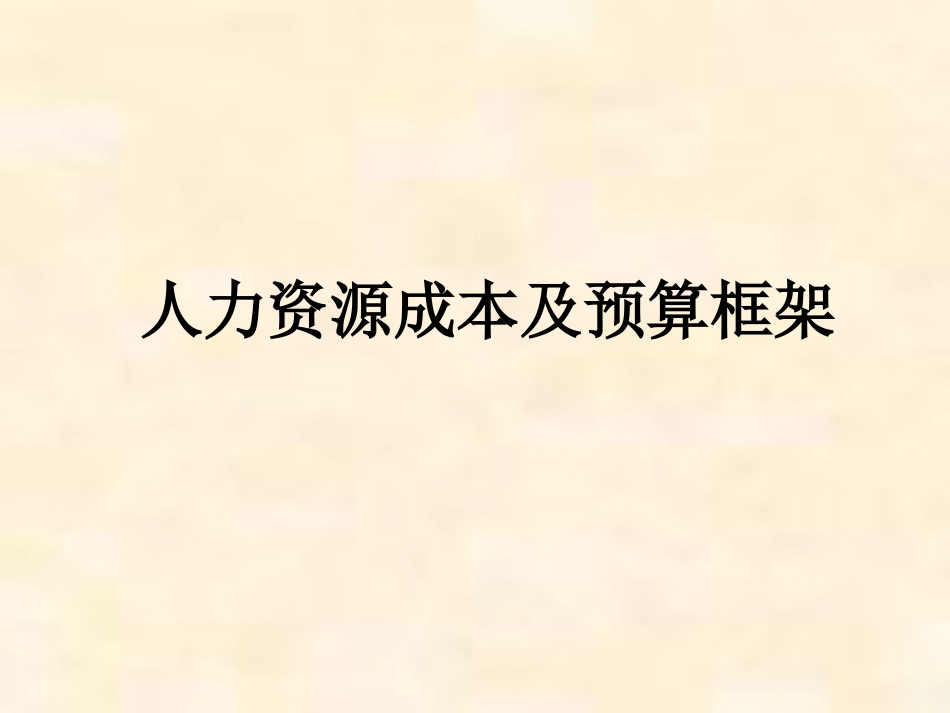 人力资源成本及预算框架_第1页