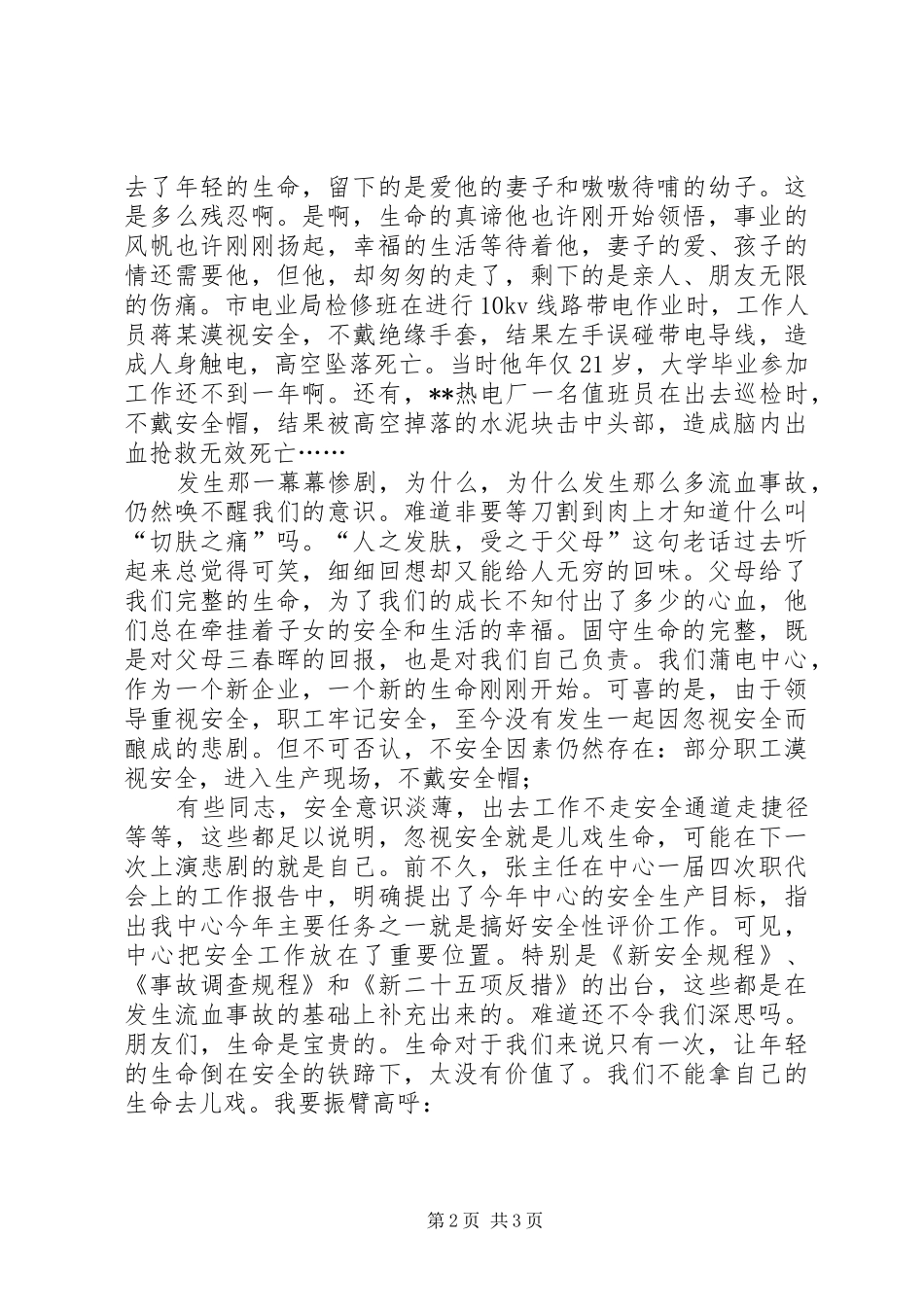 让我们注意电力安全演讲稿_第2页