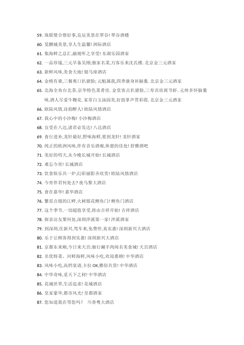 全国知名酒店广告语_第3页