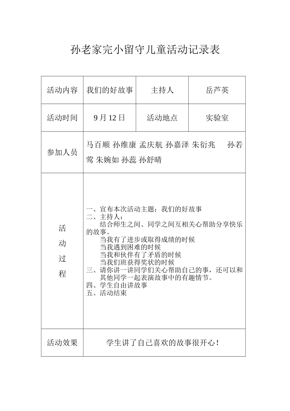 留守儿童活动记录-内容_第1页