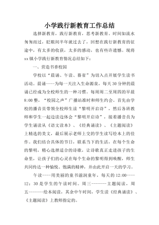 小学践行新教育工作总结