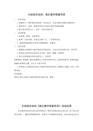 大班综合活动：我们是环保宣传员