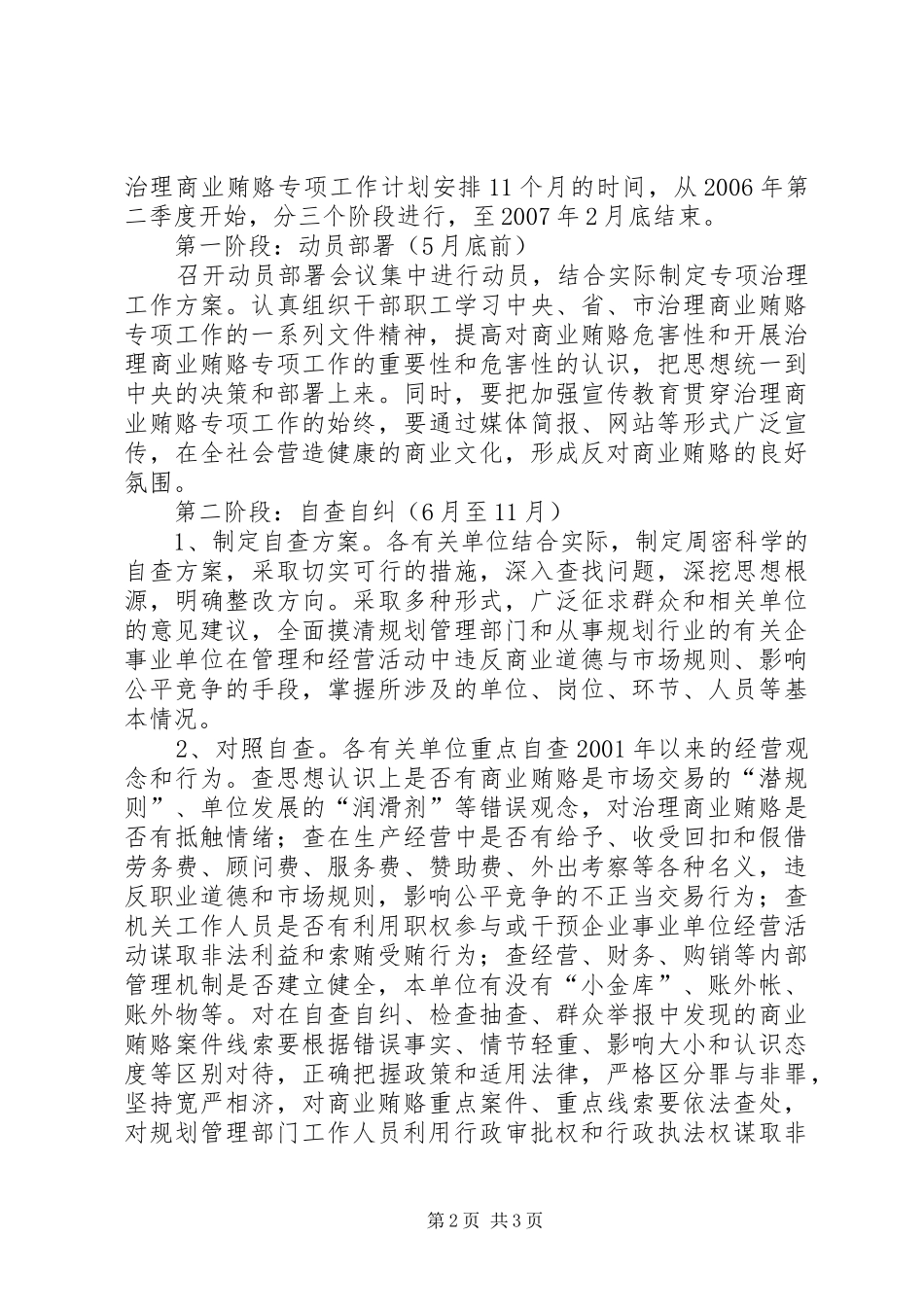 规划局治理商业贿赂专项工作实施方案 _第2页
