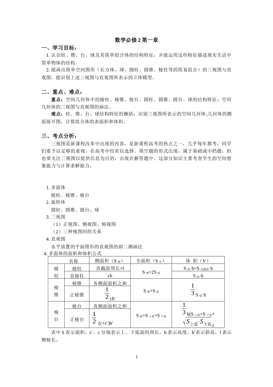 高中数学必修2空间几何典型例题及讲解_第1页