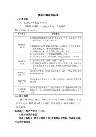 演讲比赛评分标准