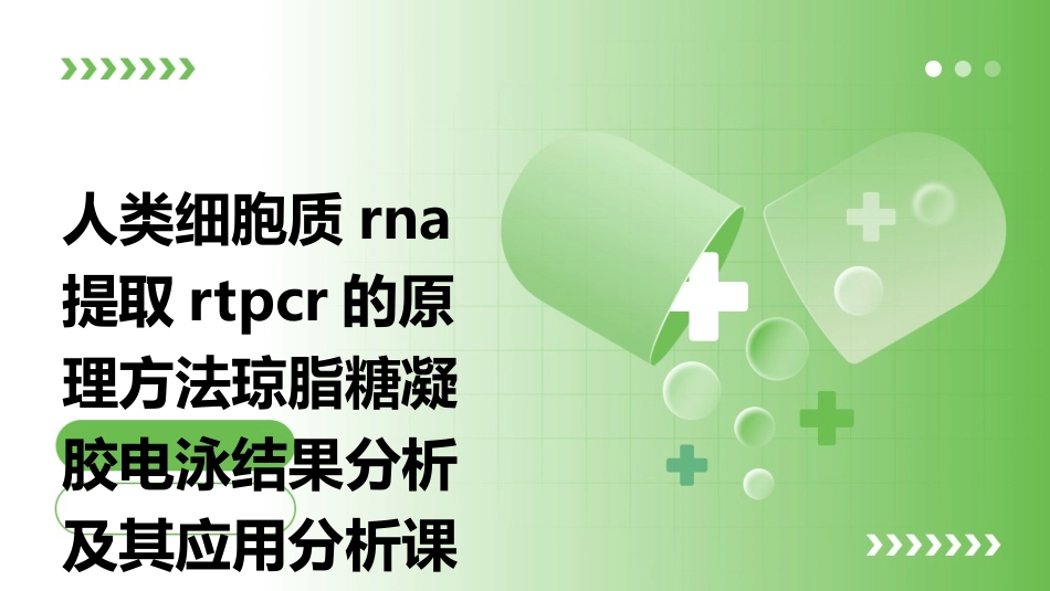 人类细胞质RNA提取RTPCR的原理方法琼脂糖凝胶电泳结果分析及其应用分析课件_第1页
