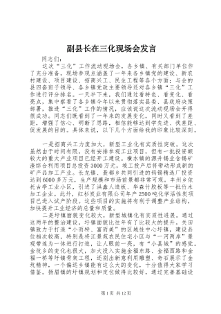副县长在三化现场会发言