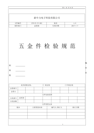 五金件检验标准