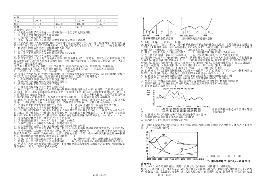 高二历史阶段测试题（必修二）_第2页