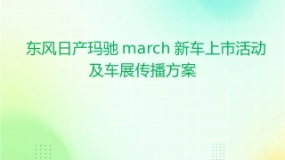 东风日产玛驰MARCH新车上市活动及车展传播方案课件1