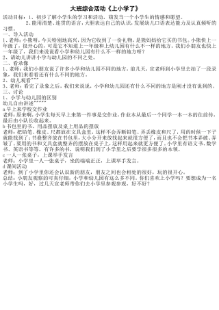 大班综合《上小学了》