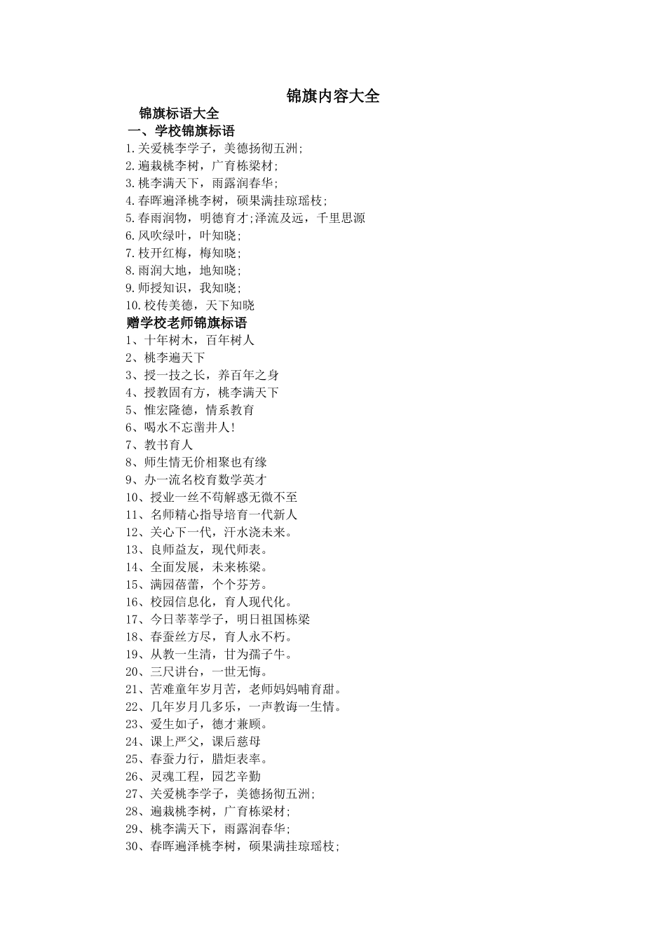 锦旗内容大全_第1页