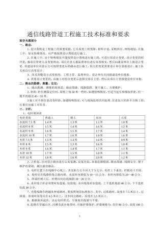 移动通信光缆线路工程施工技术标准和要求