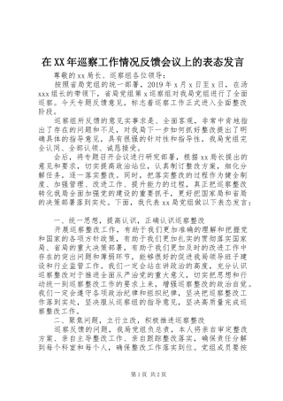 在XX年巡察工作情况反馈会议上的表态发言