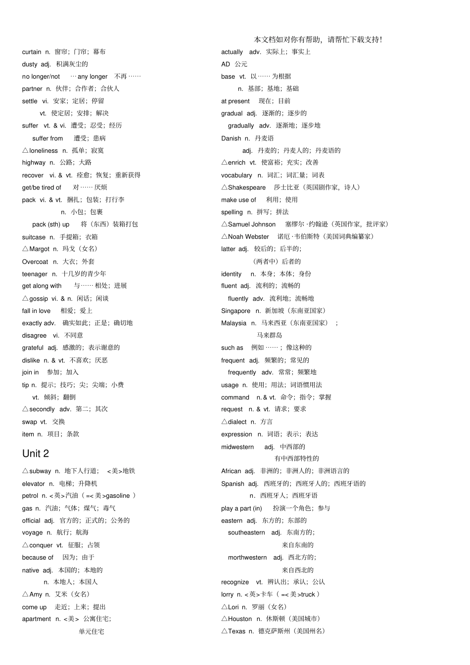 人教版高中英语单词表必修1选修8打印专用_第2页