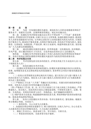 医德医风考评制度及考评细则