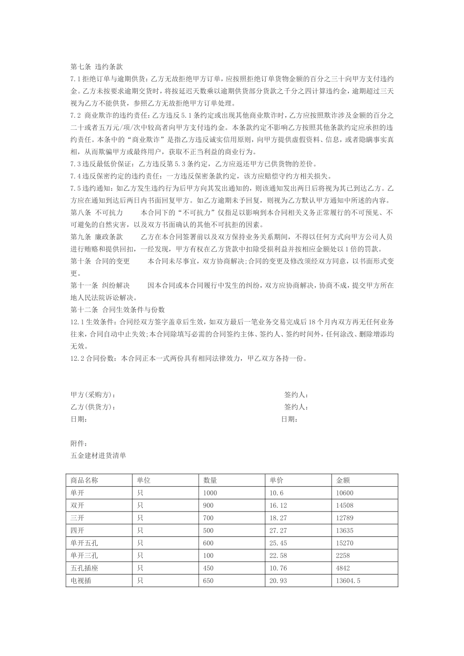 五金建材购销合同(上游)_第2页