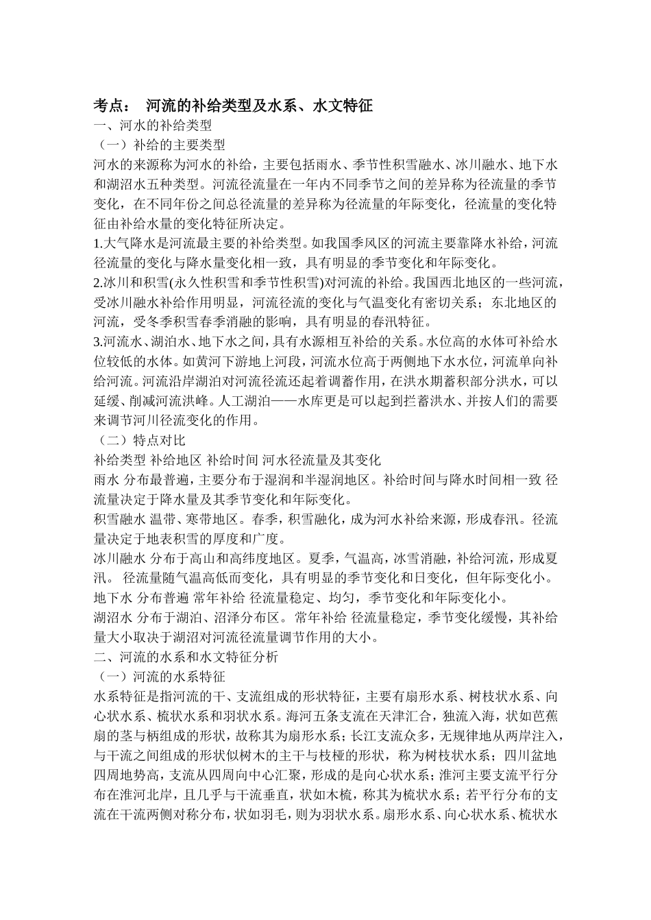 考点：水系特征和水文特征_第1页