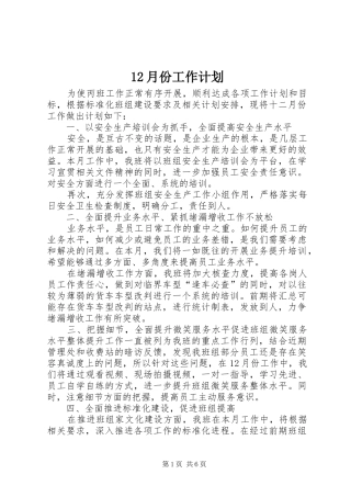12月份工作计划 